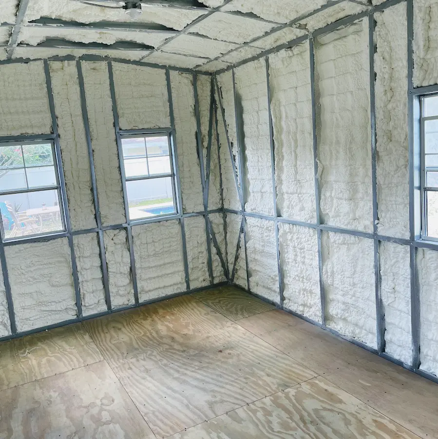 Closed-cell spray foam insulation applied to wall cavities in a residential project in Beverly Hills